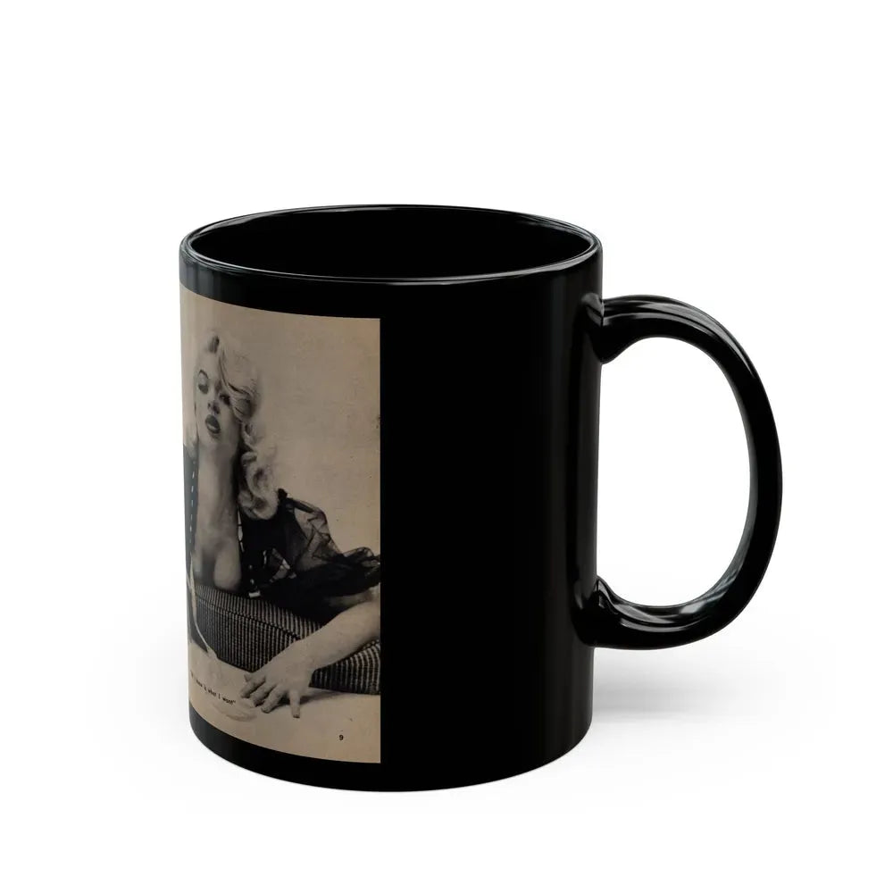 Jayne Mansfield #282 - JAYNE Pocket Magazine Pages 8 & 9 (Vintage Female Icon) Black Coffee Mug - Go Mug Yourself
