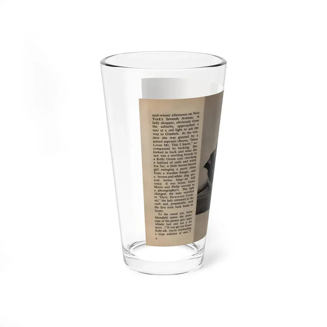 Jayne Mansfield #282 - JAYNE Pocket Magazine Pages 8 & 9 (Vintage Female Icon) Pint Glass 16oz - Go Mug Yourself