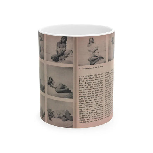 Jayne Mansfield #285 - JAYNE Pocket Magazine Pages 14 & 15 (Vintage Female Icon) White Coffee Mug 11oz - Go Mug Yourself