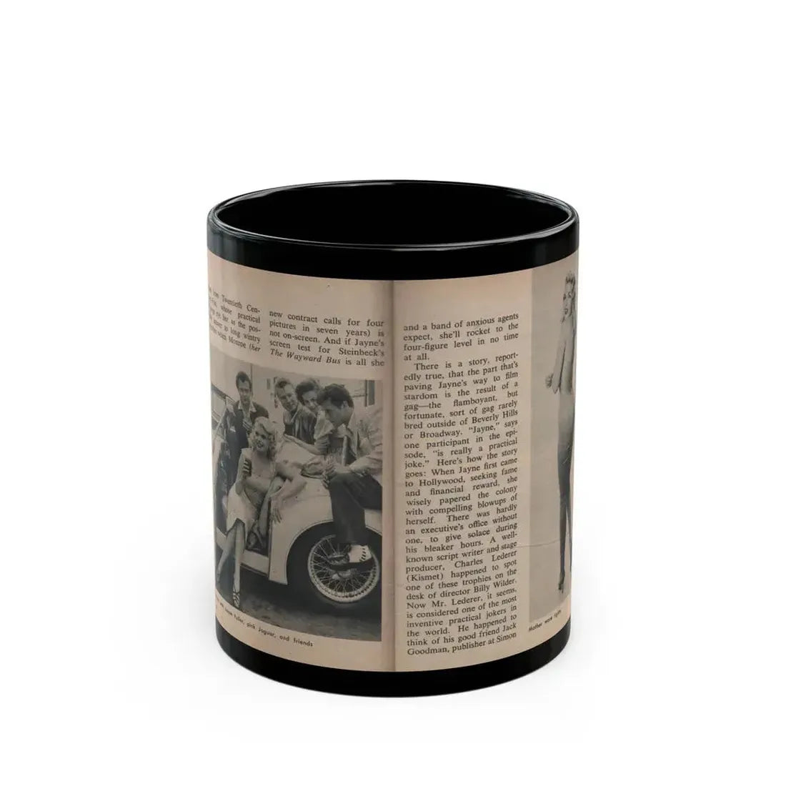 Jayne Mansfield #286 - JAYNE Pocket Magazine Pages 16 & 17 (Vintage Female Icon) Black Coffee Mug 11oz - Go Mug Yourself