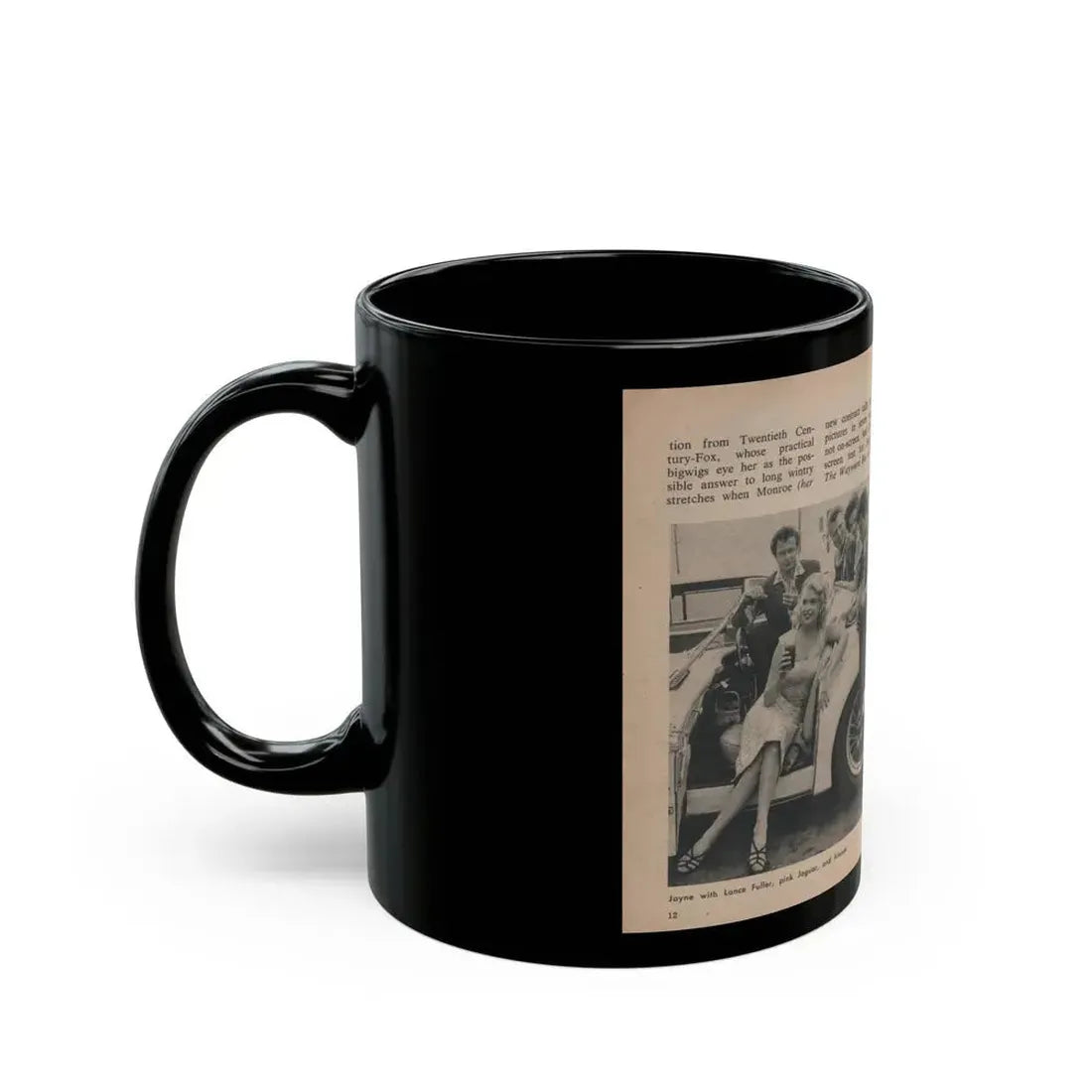 Jayne Mansfield #286 - JAYNE Pocket Magazine Pages 16 & 17 (Vintage Female Icon) Black Coffee Mug - Go Mug Yourself