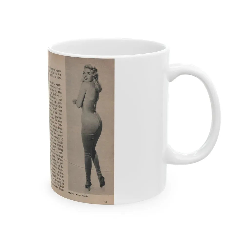 Jayne Mansfield #286 - JAYNE Pocket Magazine Pages 16 & 17 (Vintage Female Icon) White Coffee Mug - Go Mug Yourself