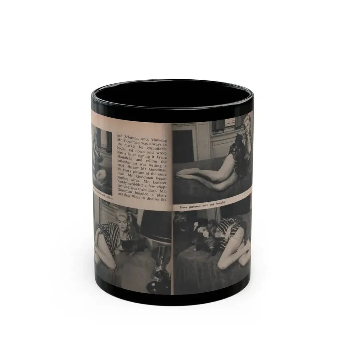 Jayne Mansfield #287 - JAYNE Pocket Magazine Pages 18 & 19 (Vintage Female Icon) Black Coffee Mug 11oz - Go Mug Yourself