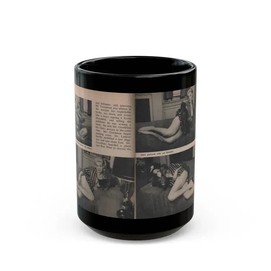 Jayne Mansfield #287 - JAYNE Pocket Magazine Pages 18 & 19 (Vintage Female Icon) Black Coffee Mug 15oz - Go Mug Yourself