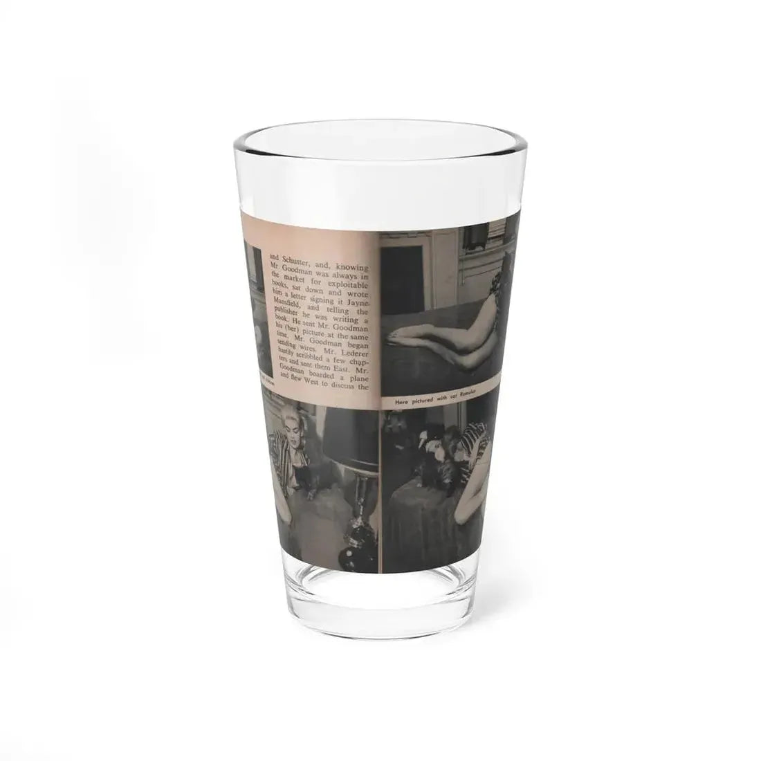 Jayne Mansfield #287 - JAYNE Pocket Magazine Pages 18 & 19 (Vintage Female Icon) Pint Glass 16oz 16oz - Go Mug Yourself