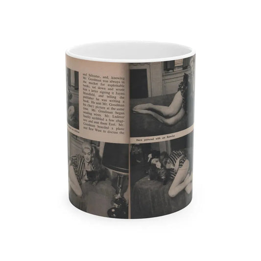 Jayne Mansfield #287 - JAYNE Pocket Magazine Pages 18 & 19 (Vintage Female Icon) White Coffee Mug 11oz - Go Mug Yourself