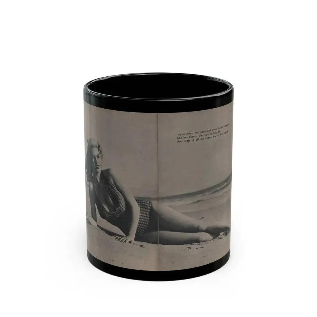 Jayne Mansfield #288 - JAYNE Pocket Magazine Pages 20 & 21 (Vintage Female Icon) Black Coffee Mug 11oz - Go Mug Yourself