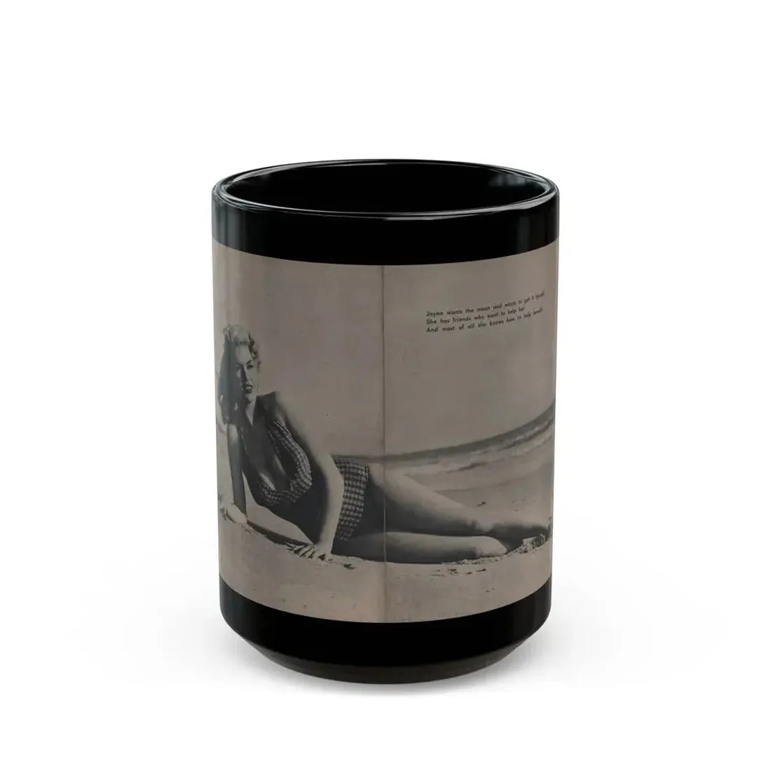 Jayne Mansfield #288 - JAYNE Pocket Magazine Pages 20 & 21 (Vintage Female Icon) Black Coffee Mug 15oz - Go Mug Yourself