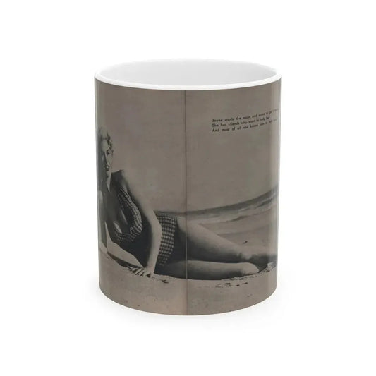 Jayne Mansfield #288 - JAYNE Pocket Magazine Pages 20 & 21 (Vintage Female Icon) White Coffee Mug 11oz - Go Mug Yourself