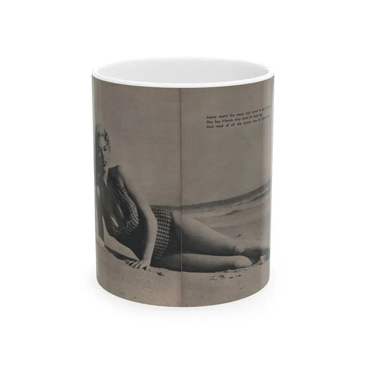 Jayne Mansfield #288 - JAYNE Pocket Magazine Pages 20 & 21 (Vintage Female Icon) White Coffee Mug 11oz - Go Mug Yourself