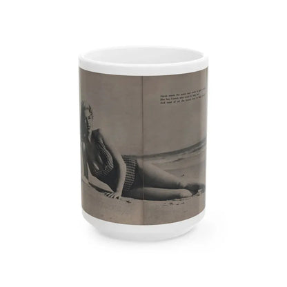 Jayne Mansfield #288 - JAYNE Pocket Magazine Pages 20 & 21 (Vintage Female Icon) White Coffee Mug 15oz - Go Mug Yourself