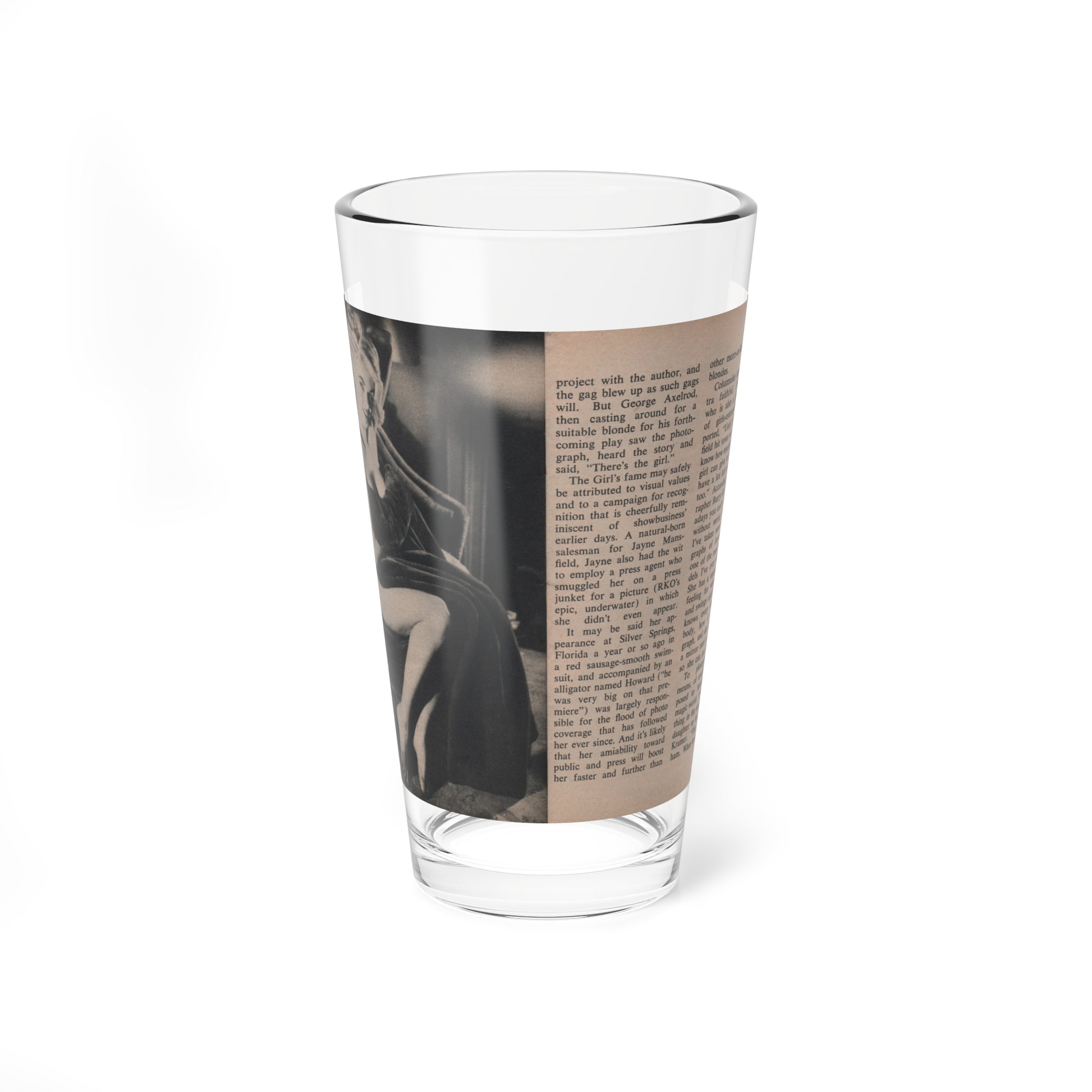 Jayne Mansfield #289 - JAYNE Pocket Magazine Pages 22 & 23 (Vintage Female Icon) Pint Glass 16oz-16oz-Go Mug Yourself