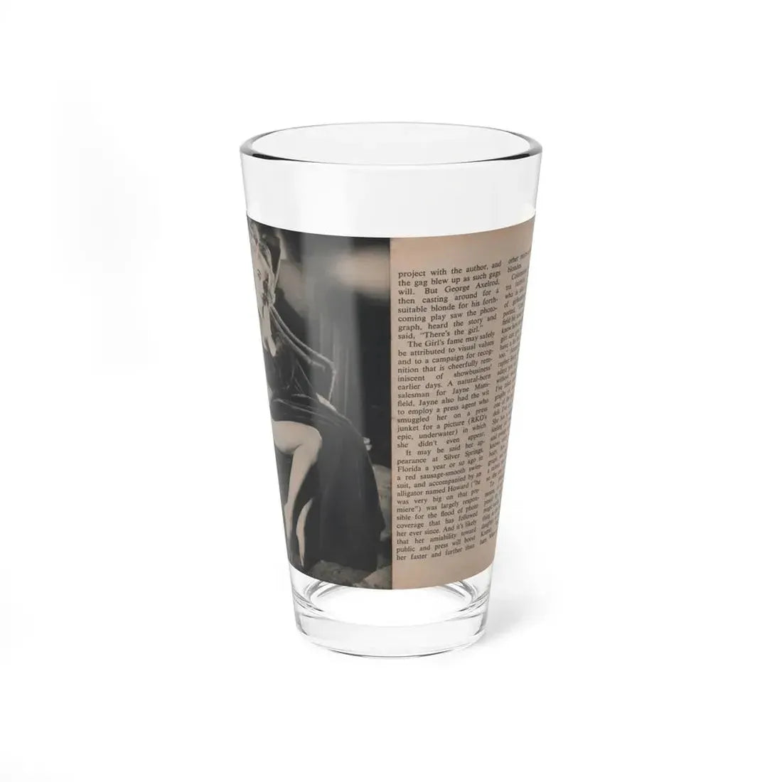 Jayne Mansfield #289 - JAYNE Pocket Magazine Pages 22 & 23 (Vintage Female Icon) Pint Glass 16oz 16oz - Go Mug Yourself