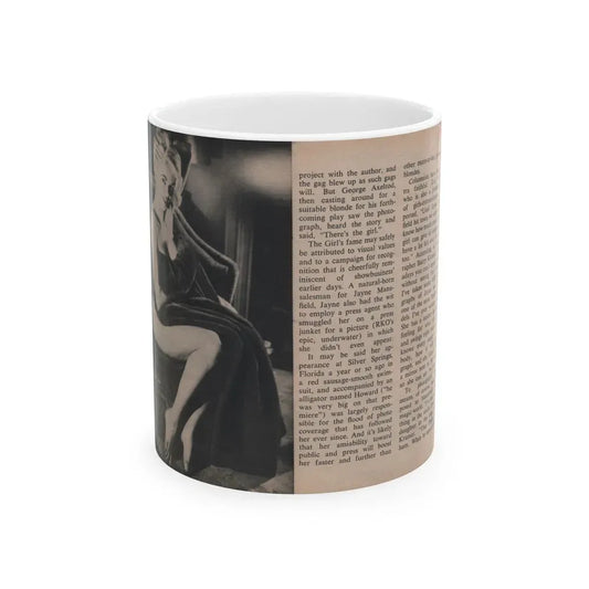 Jayne Mansfield #289 - JAYNE Pocket Magazine Pages 22 & 23 (Vintage Female Icon) White Coffee Mug 11oz - Go Mug Yourself