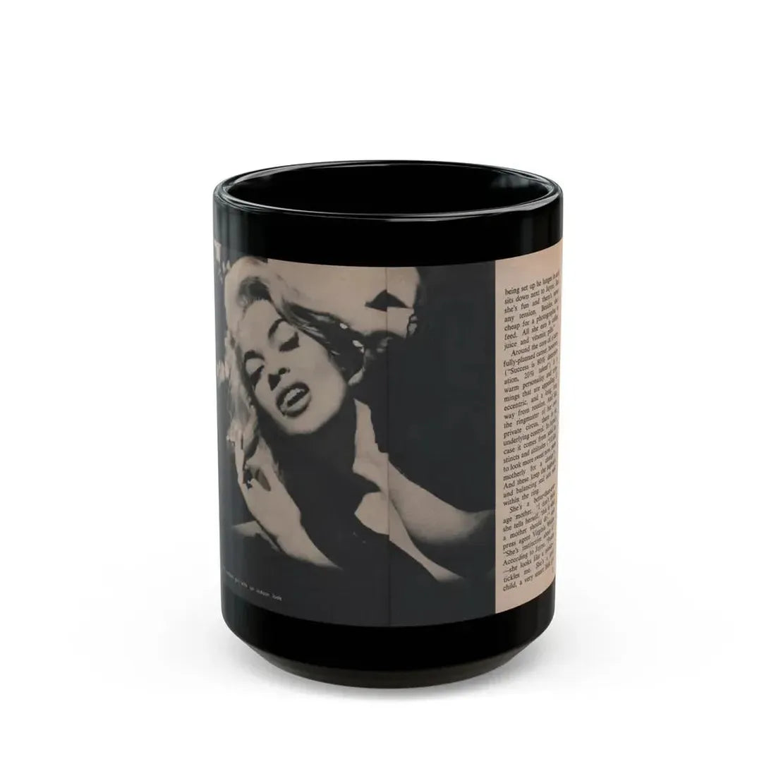 Jayne Mansfield #290 - JAYNE Pocket Magazine Pages 24 & 25 (Vintage Female Icon) Black Coffee Mug 15oz - Go Mug Yourself