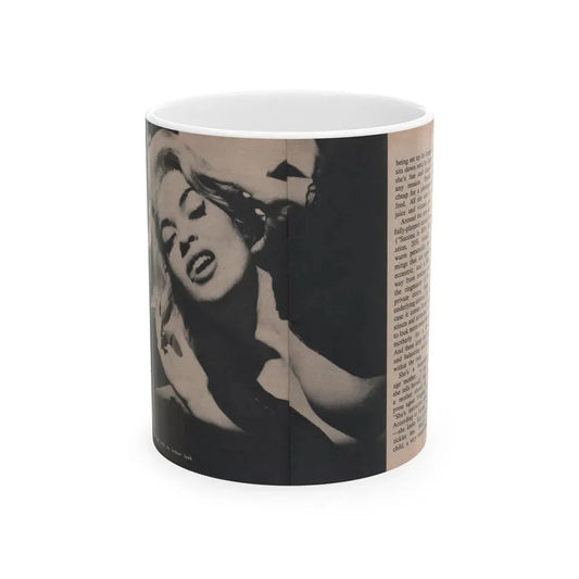 Jayne Mansfield #290 - JAYNE Pocket Magazine Pages 24 & 25 (Vintage Female Icon) White Coffee Mug 11oz - Go Mug Yourself
