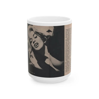 Jayne Mansfield #290 - JAYNE Pocket Magazine Pages 24 & 25 (Vintage Female Icon) White Coffee Mug 15oz - Go Mug Yourself