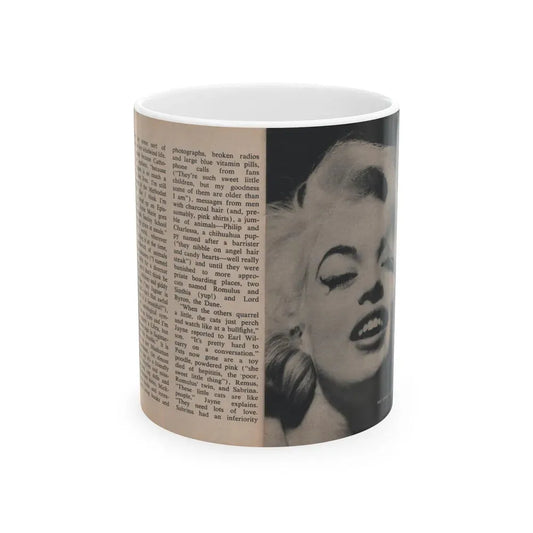 Jayne Mansfield #293 - JAYNE Pocket Magazine Pages 30 & 31 (Vintage Female Icon) White Coffee Mug 11oz - Go Mug Yourself