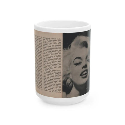 Jayne Mansfield #293 - JAYNE Pocket Magazine Pages 30 & 31 (Vintage Female Icon) White Coffee Mug 15oz - Go Mug Yourself