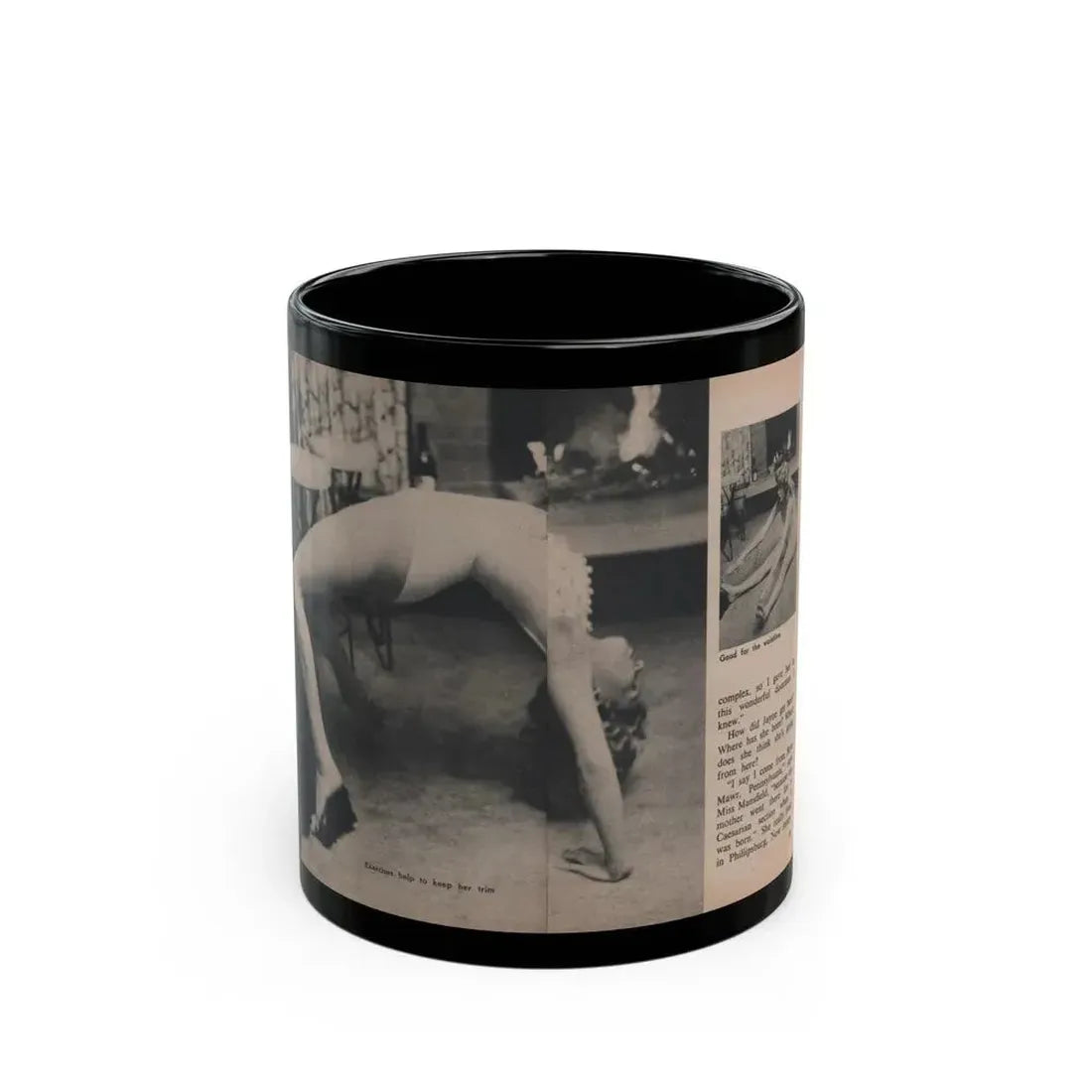 Jayne Mansfield #294 - JAYNE Pocket Magazine Pages 32 & 33 (Vintage Female Icon) Black Coffee Mug 11oz - Go Mug Yourself