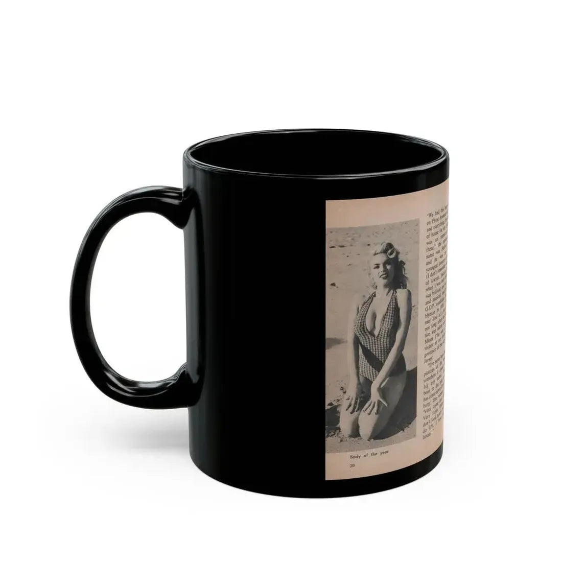 Jayne Mansfield #295 - JAYNE Pocket Magazine Pages 34 & 35 (Vintage Female Icon) Black Coffee Mug - Go Mug Yourself