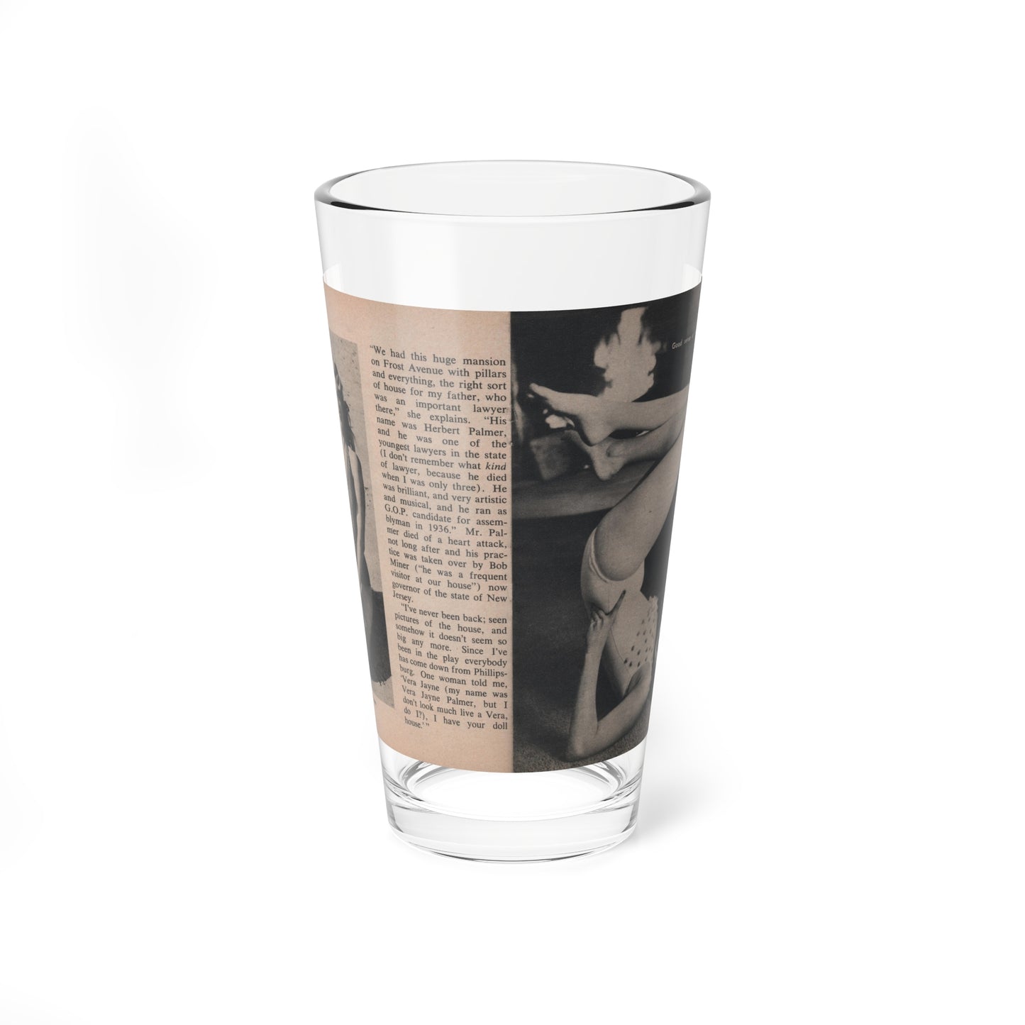 Jayne Mansfield #295 - JAYNE Pocket Magazine Pages 34 & 35 (Vintage Female Icon) Pint Glass 16oz-16oz-Go Mug Yourself