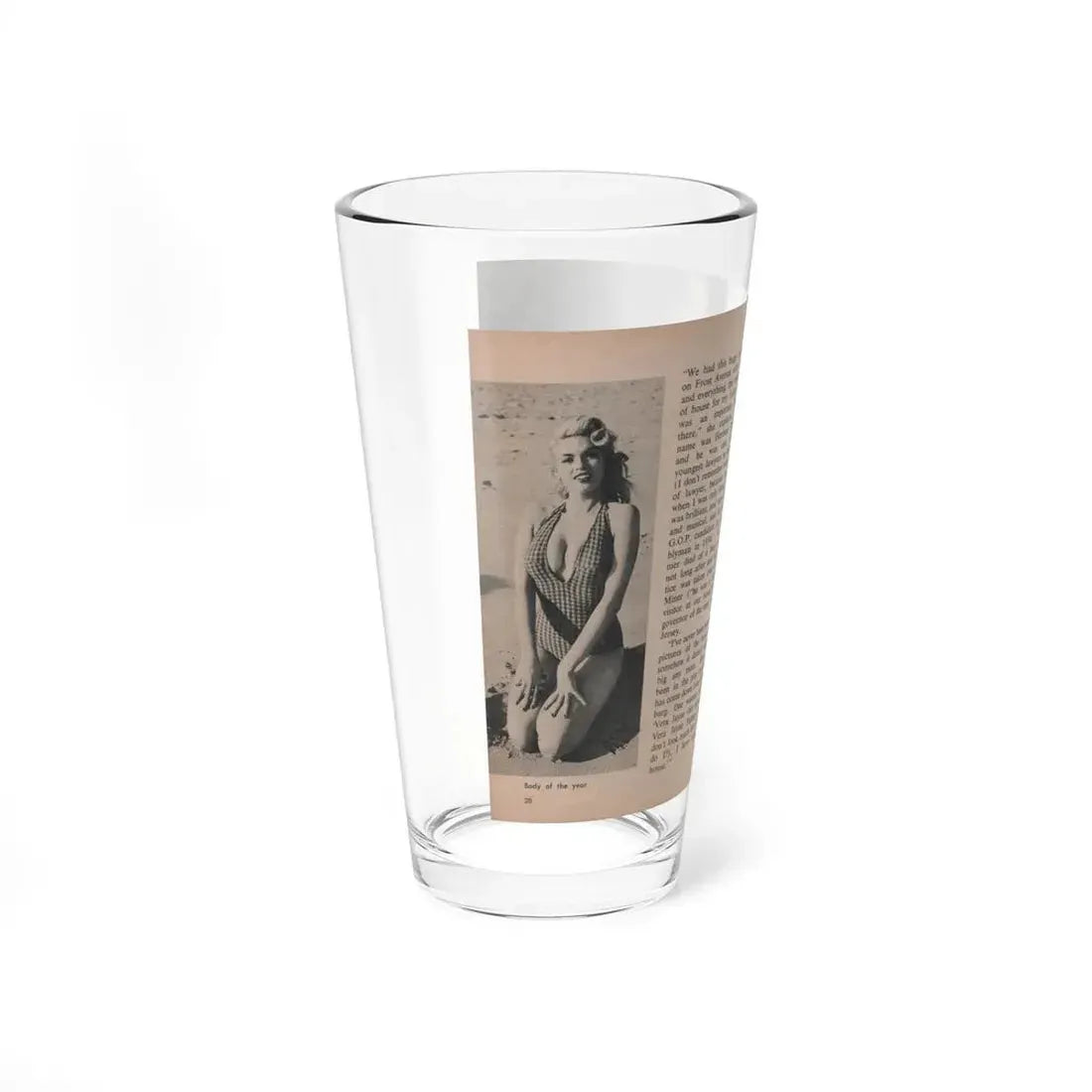 Jayne Mansfield #295 - JAYNE Pocket Magazine Pages 34 & 35 (Vintage Female Icon) Pint Glass 16oz - Go Mug Yourself