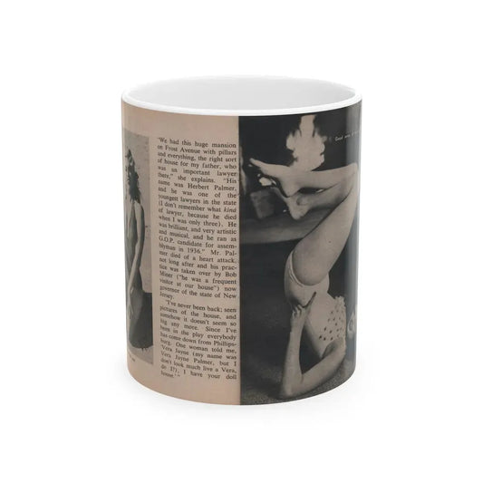 Jayne Mansfield #295 - JAYNE Pocket Magazine Pages 34 & 35 (Vintage Female Icon) White Coffee Mug 11oz - Go Mug Yourself