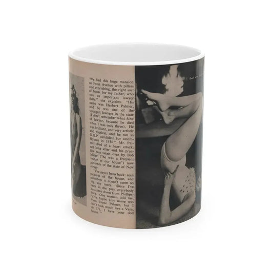 Jayne Mansfield #295 - JAYNE Pocket Magazine Pages 34 & 35 (Vintage Female Icon) White Coffee Mug 11oz - Go Mug Yourself