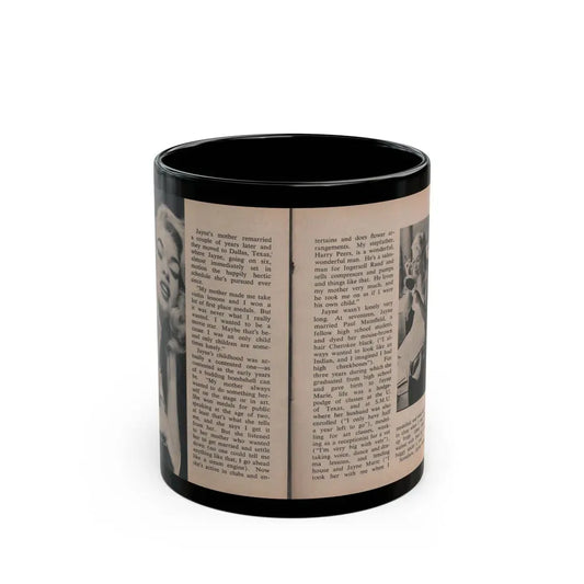 Jayne Mansfield #297 - JAYNE Pocket Magazine Pages 38 & 39 (Vintage Female Icon) Black Coffee Mug 11oz - Go Mug Yourself