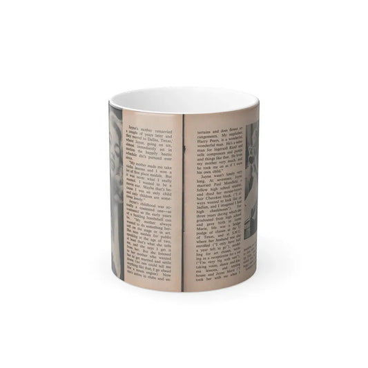Jayne Mansfield #297 - JAYNE Pocket Magazine Pages 38 & 39 (Vintage Female Icon) Color Changing Coffee Mug 11oz - Go Mug Yourself