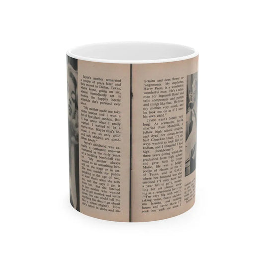 Jayne Mansfield #297 - JAYNE Pocket Magazine Pages 38 & 39 (Vintage Female Icon) White Coffee Mug 11oz - Go Mug Yourself