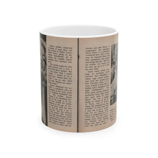 Jayne Mansfield #297 - JAYNE Pocket Magazine Pages 38 & 39 (Vintage Female Icon) White Coffee Mug 11oz - Go Mug Yourself