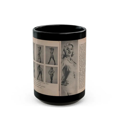 Jayne Mansfield #299 - JAYNE Pocket Magazine Pages 42 & 43 (Vintage Female Icon) Black Coffee Mug 15oz - Go Mug Yourself