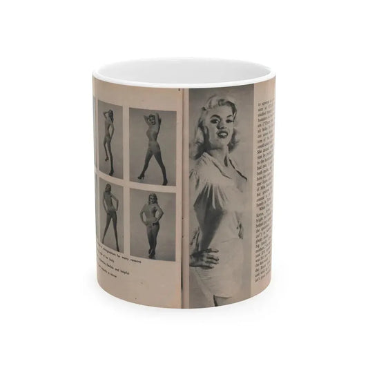 Jayne Mansfield #299 - JAYNE Pocket Magazine Pages 42 & 43 (Vintage Female Icon) White Coffee Mug 11oz - Go Mug Yourself