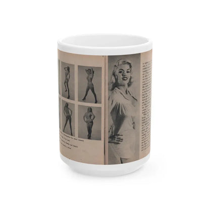 Jayne Mansfield #299 - JAYNE Pocket Magazine Pages 42 & 43 (Vintage Female Icon) White Coffee Mug 15oz - Go Mug Yourself