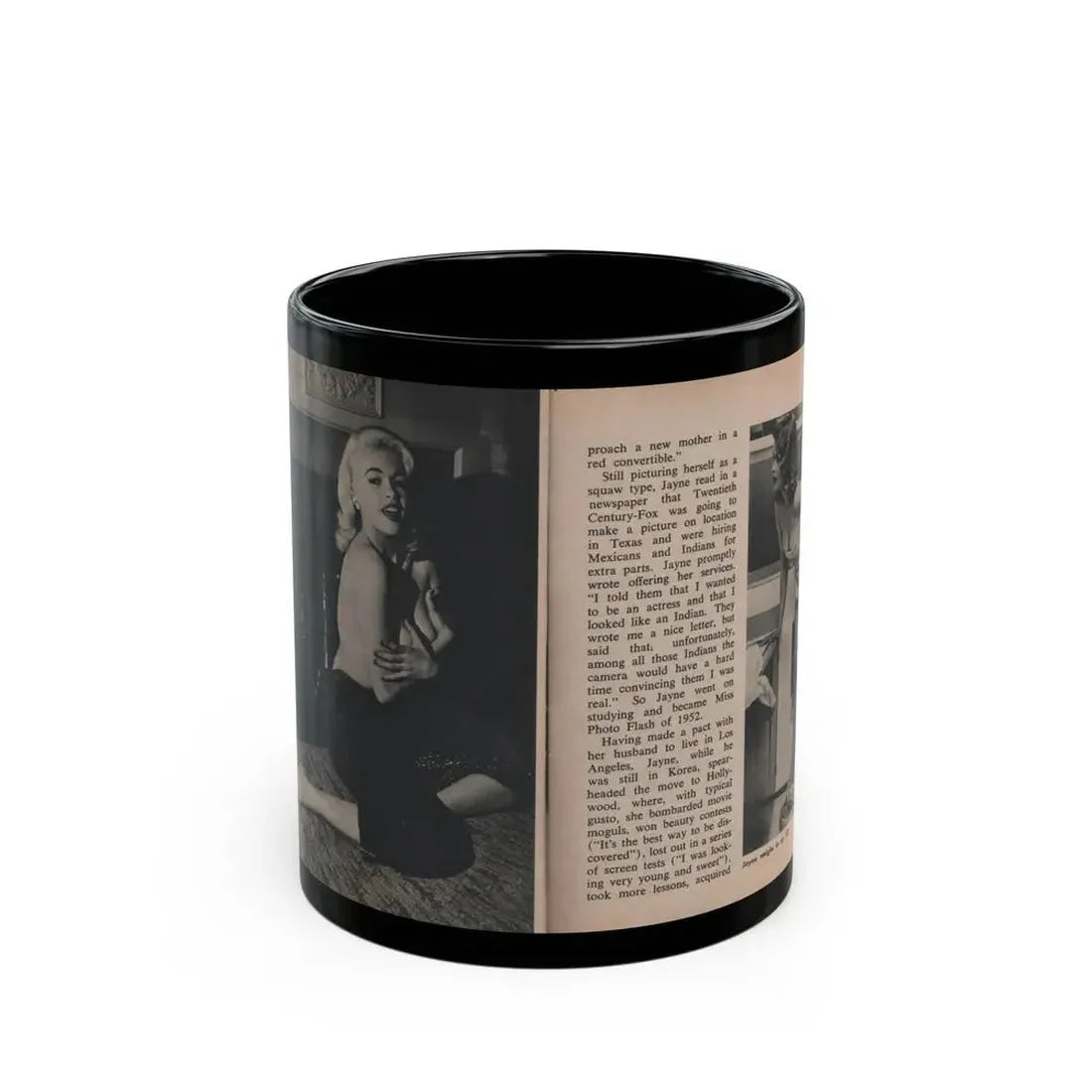 Jayne Mansfield #300 - JAYNE Pocket Magazine Pages 44 & 45 (Vintage Female Icon) Black Coffee Mug 11oz - Go Mug Yourself