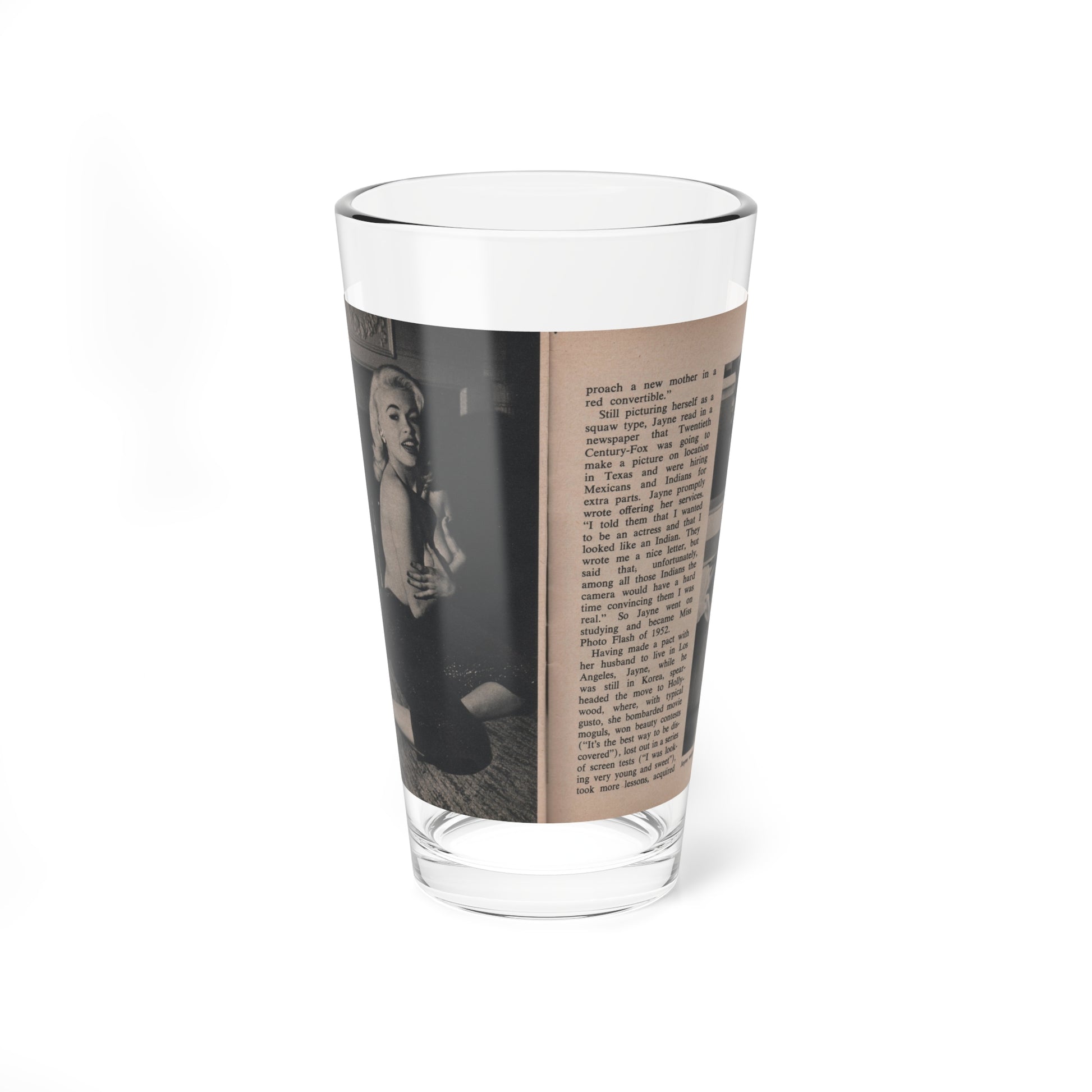 Jayne Mansfield #300 - JAYNE Pocket Magazine Pages 44 & 45 (Vintage Female Icon) Pint Glass 16oz-16oz-Go Mug Yourself