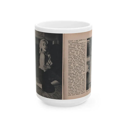 Jayne Mansfield #300 - JAYNE Pocket Magazine Pages 44 & 45 (Vintage Female Icon) White Coffee Mug 15oz - Go Mug Yourself