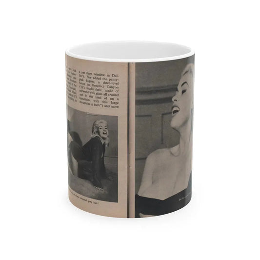 Jayne Mansfield #301 - JAYNE Pocket Magazine Pages 46 & 47 (Vintage Female Icon) White Coffee Mug 11oz - Go Mug Yourself