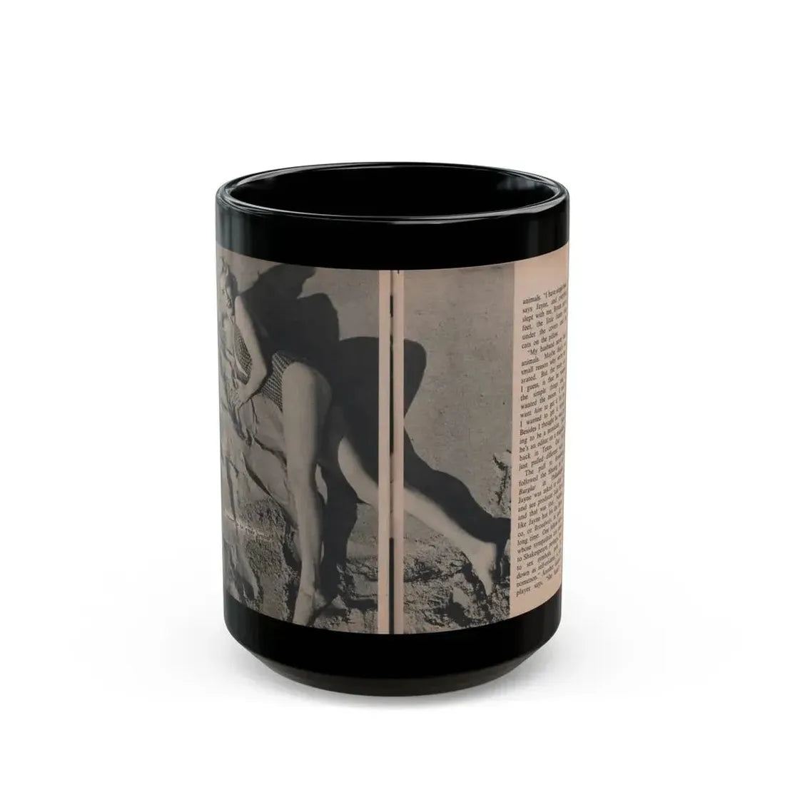 Jayne Mansfield #302 - JAYNE Pocket Magazine Pages 48 & 49 (Vintage Female Icon) Black Coffee Mug 15oz - Go Mug Yourself