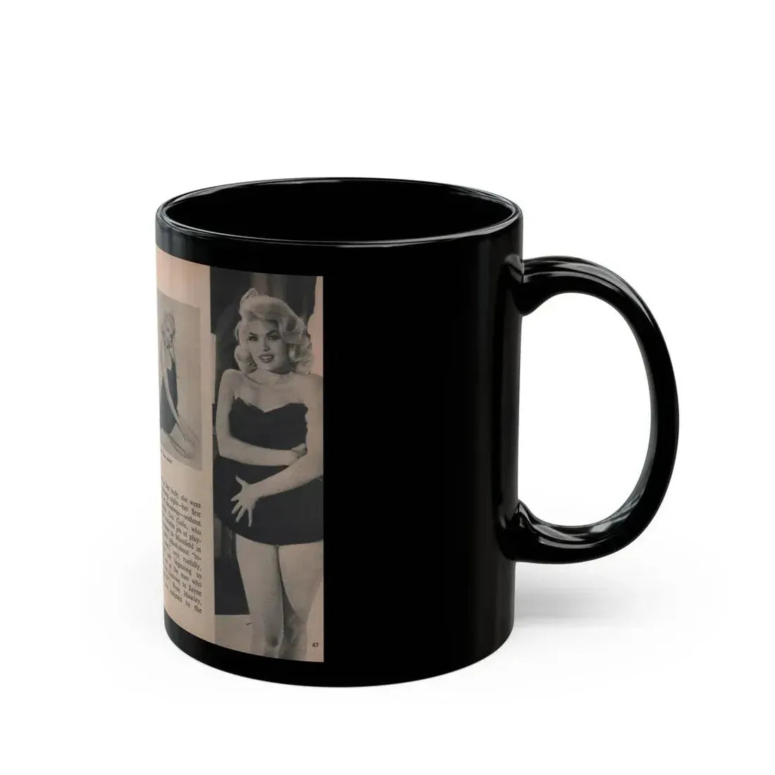 Jayne Mansfield #303 - JAYNE Pocket Magazine Pages 50 & 51 (Vintage Female Icon) Black Coffee Mug - Go Mug Yourself