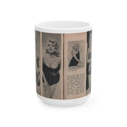 Jayne Mansfield #303 - JAYNE Pocket Magazine Pages 50 & 51 (Vintage Female Icon) White Coffee Mug 15oz - Go Mug Yourself