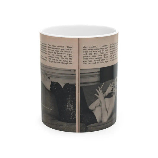 Jayne Mansfield #304 - JAYNE Pocket Magazine Pages 52 & 53 (Vintage Female Icon) White Coffee Mug 11oz - Go Mug Yourself