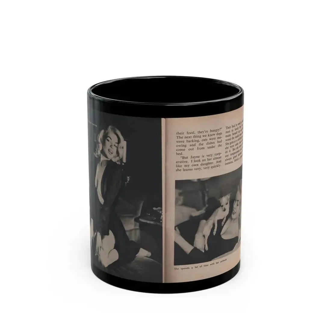 Jayne Mansfield #305 - JAYNE Pocket Magazine Pages 54 & 55 (Vintage Female Icon) Black Coffee Mug 11oz - Go Mug Yourself