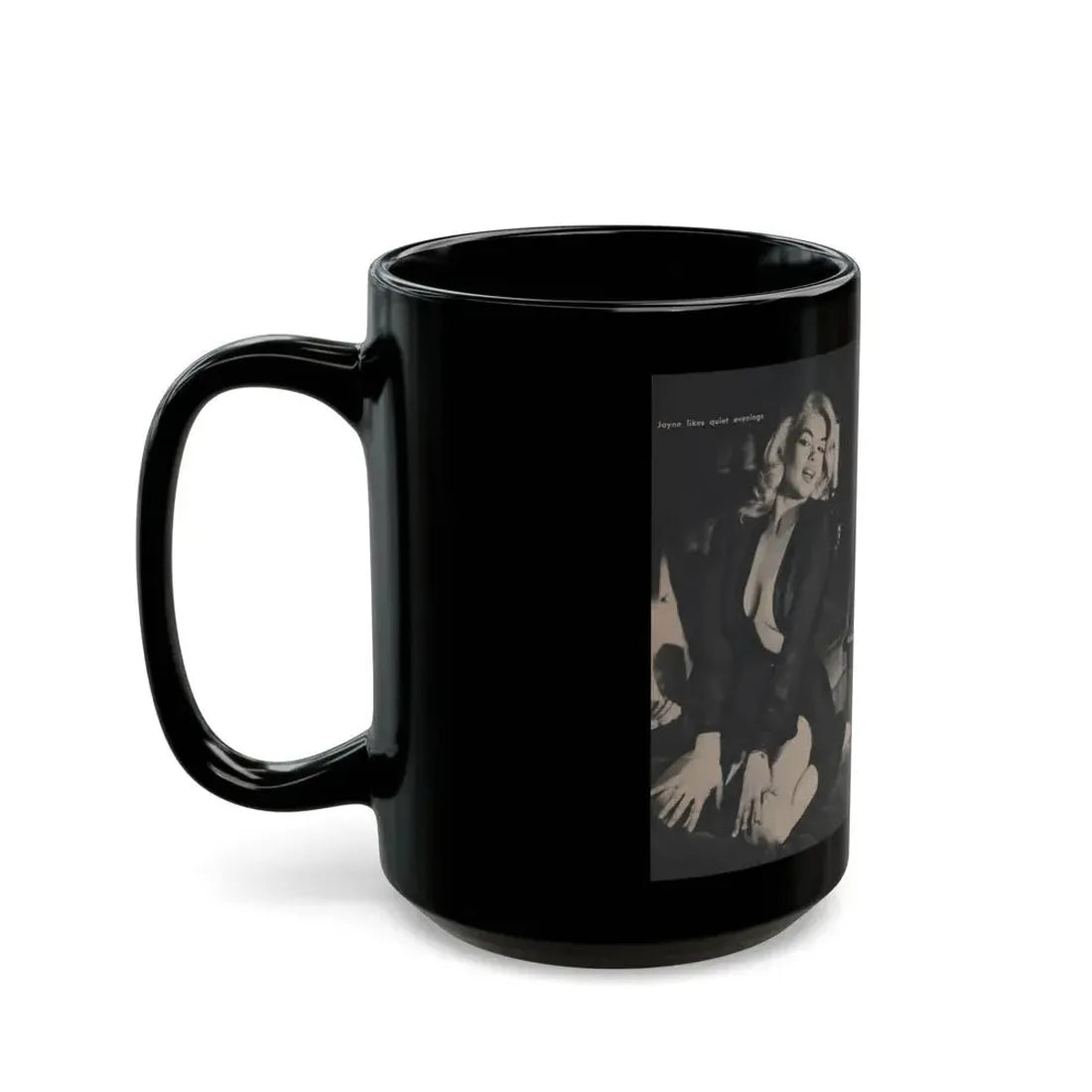 Jayne Mansfield #305 - JAYNE Pocket Magazine Pages 54 & 55 (Vintage Female Icon) Black Coffee Mug - Go Mug Yourself