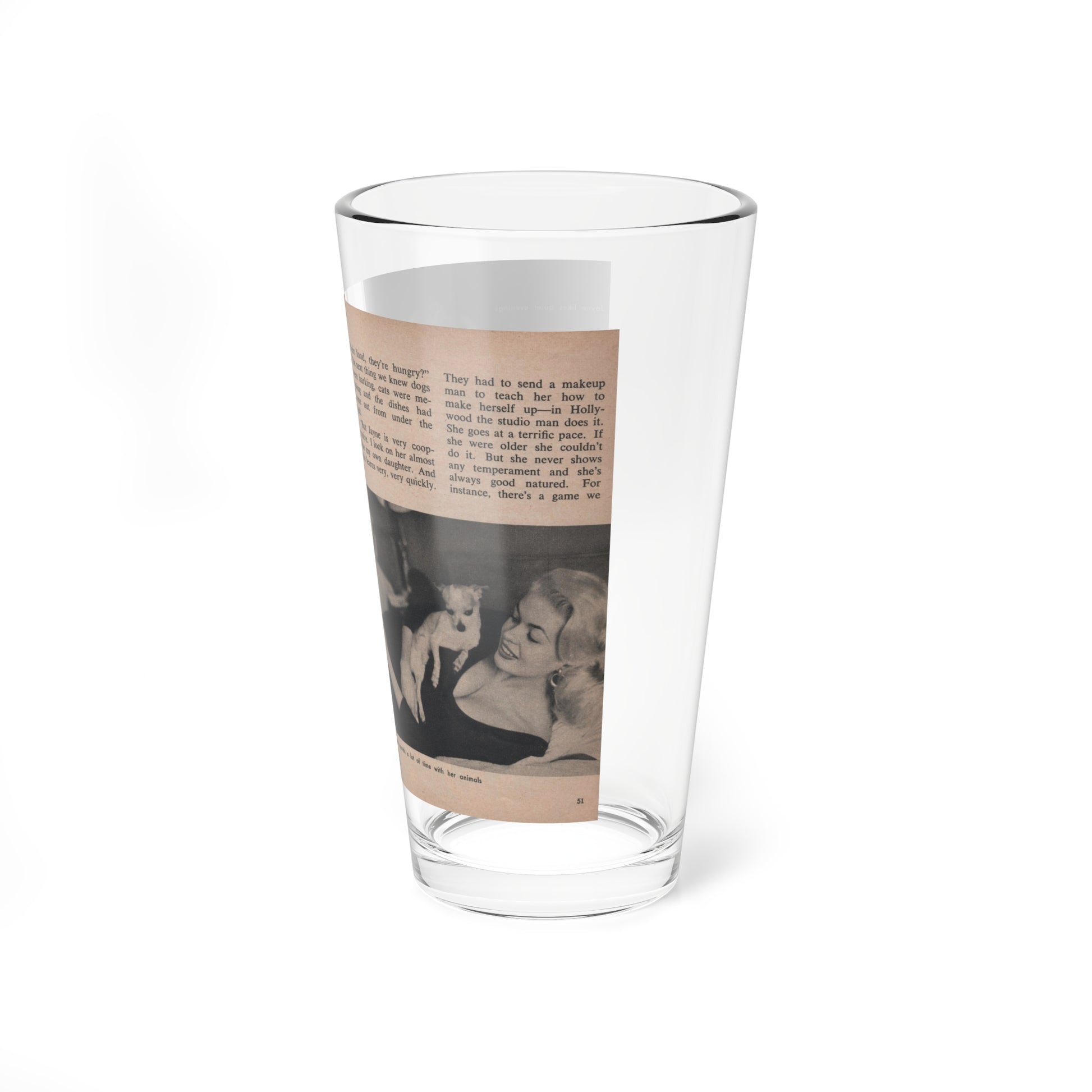 Jayne Mansfield #305 - JAYNE Pocket Magazine Pages 54 & 55 (Vintage Female Icon) Pint Glass 16oz-Go Mug Yourself