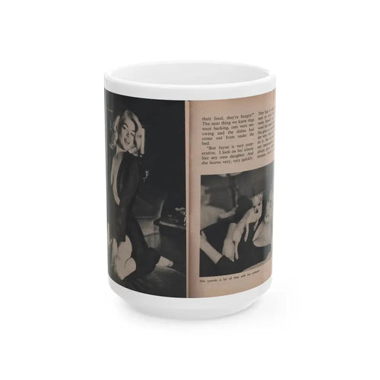 Jayne Mansfield #305 - JAYNE Pocket Magazine Pages 54 & 55 (Vintage Female Icon) White Coffee Mug 15oz - Go Mug Yourself