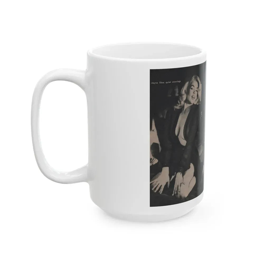 Jayne Mansfield #305 - JAYNE Pocket Magazine Pages 54 & 55 (Vintage Female Icon) White Coffee Mug - Go Mug Yourself
