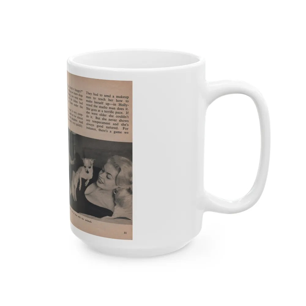 Jayne Mansfield #305 - JAYNE Pocket Magazine Pages 54 & 55 (Vintage Female Icon) White Coffee Mug-Go Mug Yourself